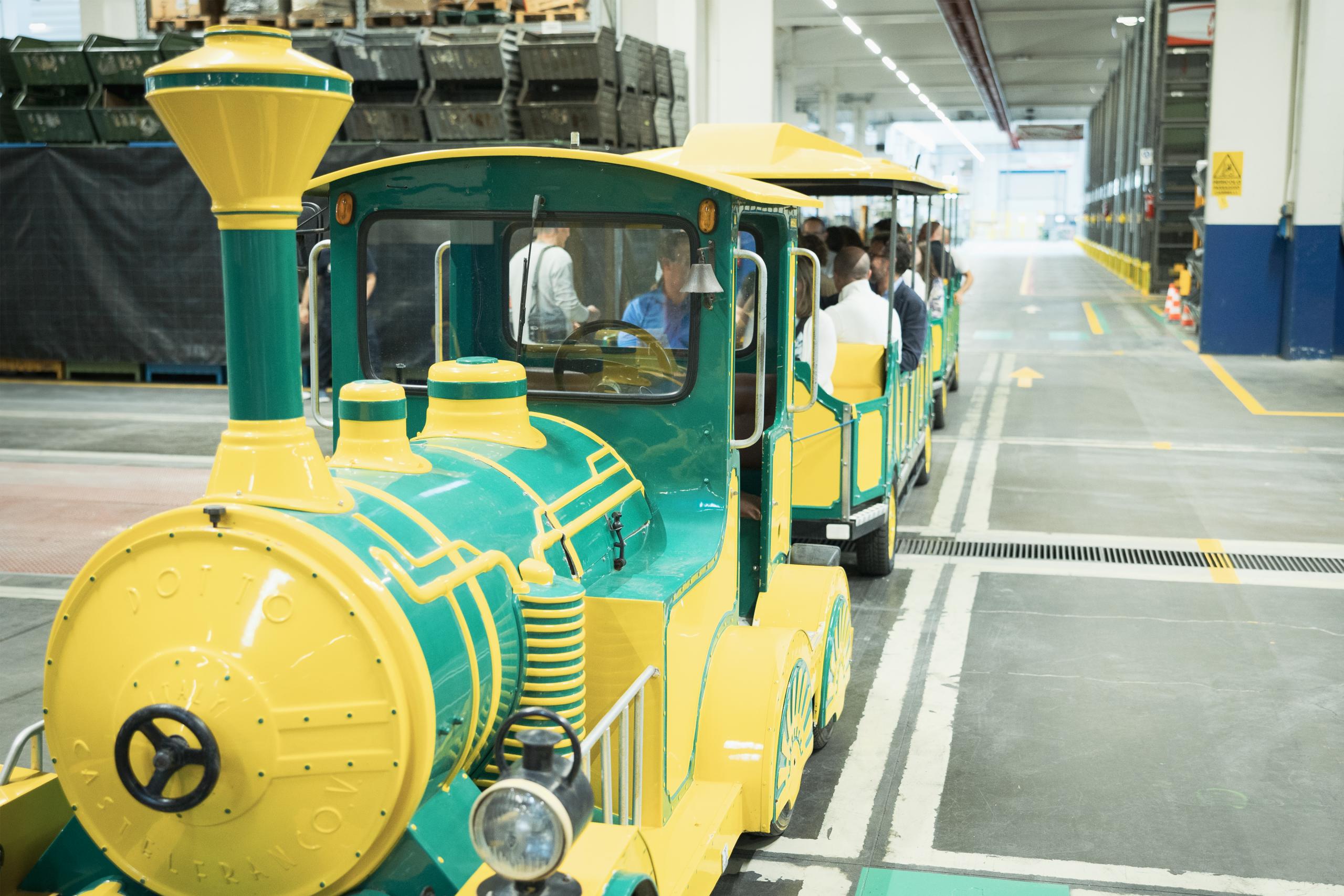 guided tour of the plant on an electric train